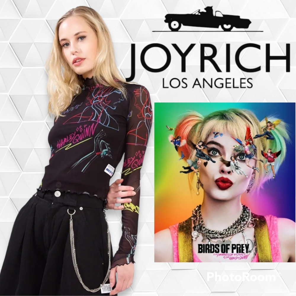 RARE FIND! NEW Joyrich Harley Quinn Birds of Prey Graffiti Top Streetwear XS S - Picture 4 of 11